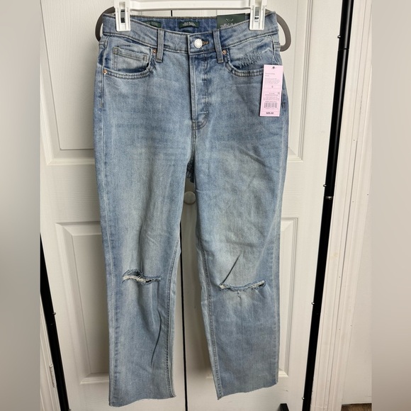 Women's High Rise Distressed Slim Straight Jeans - Wild Fable Medium Wash 6 NWT - Picture 4 of 11
